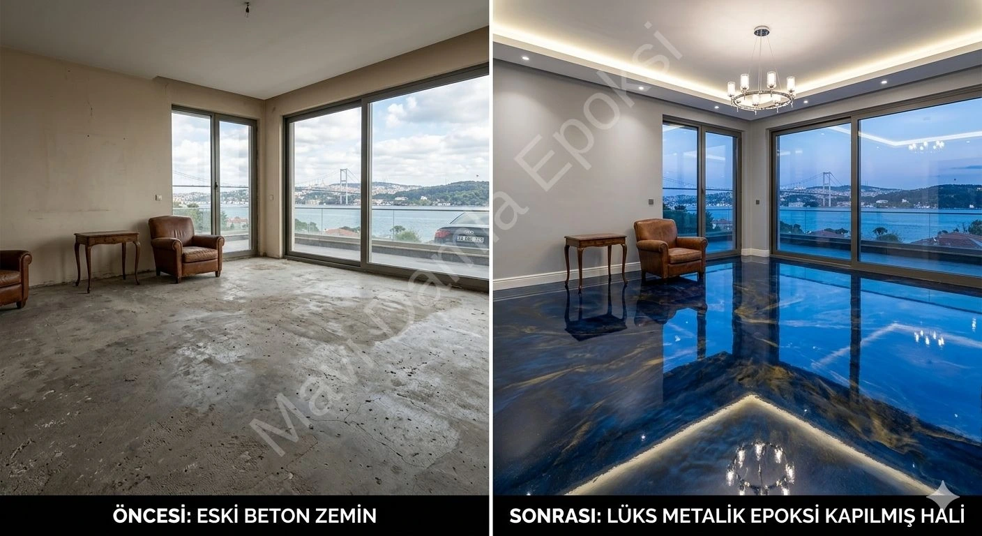 Sıvı mermer görünümlü epoksi zemin kaplama