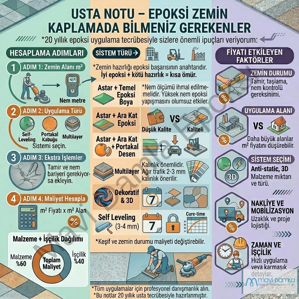 epoksi zemin kaplama ustasi tavsiyeleri dikkat edilmesi gerekenler ve profesyonel ipuclari