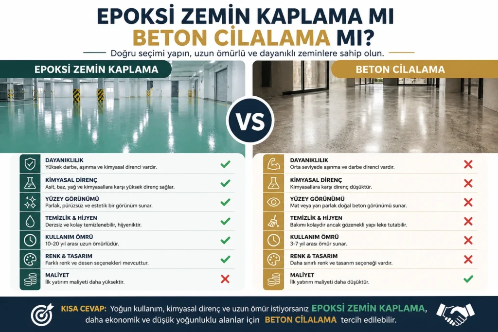 Epoksi Zemin Kaplama mı Beton Cilalama mı