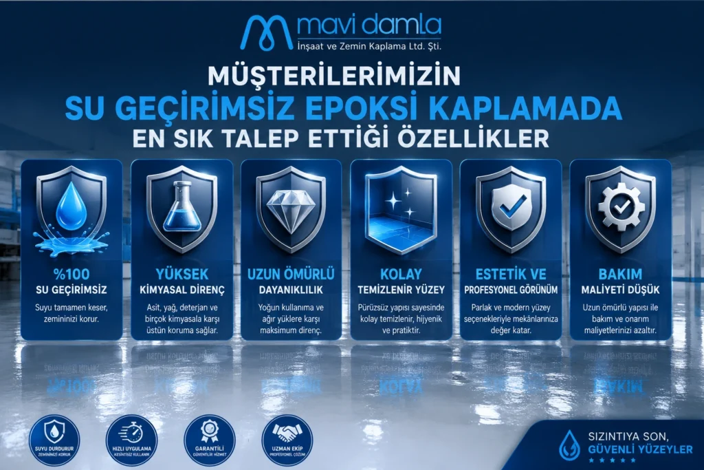 Su geçirimsiz epoksi kaplama sistemleri, dayanıklılığı ve hijyenik yapısıyla birçok sektörde tercih edilmektedir.